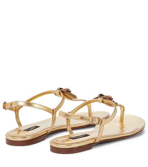 Dolce & Gabbana Devotion Leather Thong Sandals.